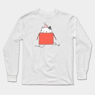 Cute Kitten In Gift Box Long Sleeve T-Shirt